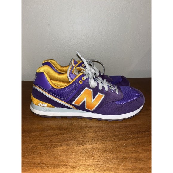New Balance 574 Stadium Jacket Running Shoes Mens 9.5 Womens 11 LSU LA Lakers - Picture 2 of 9